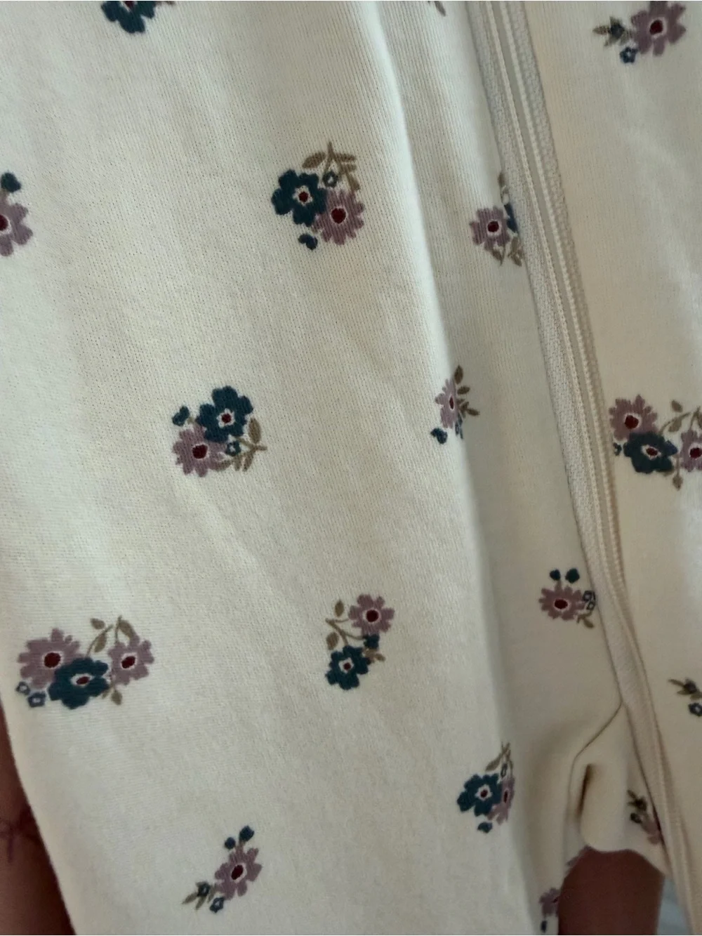 Quincy Mae Cream Floral Footed One-Piece